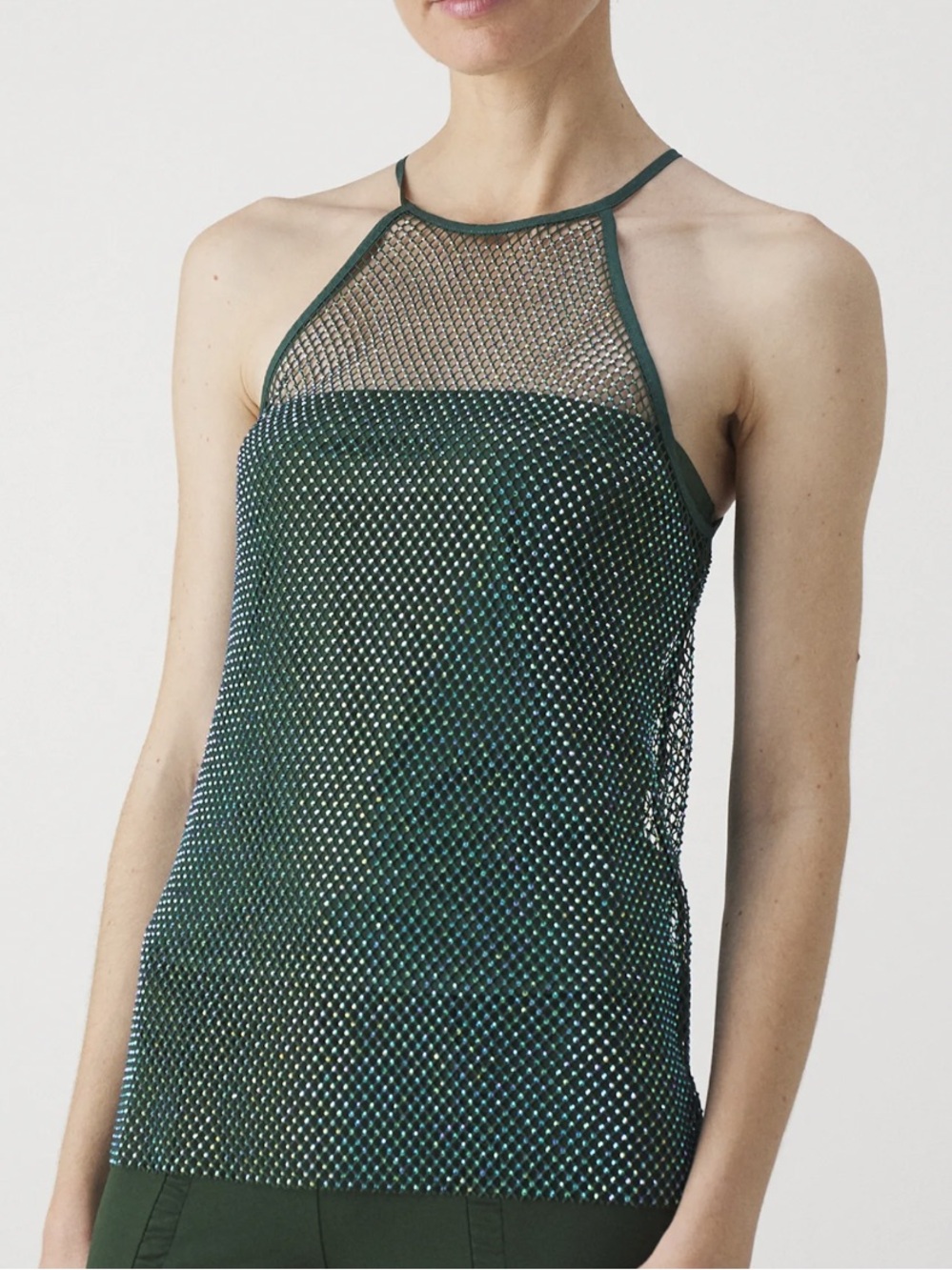 Women’s Green Sparkly Mesh Halter